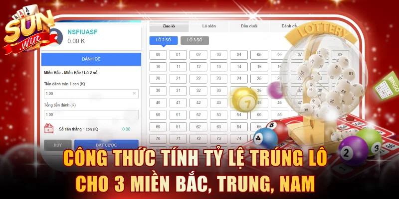 Công thức tính tỷ lệ trúng Lô cho 3 miền Bắc, Trung, Nam