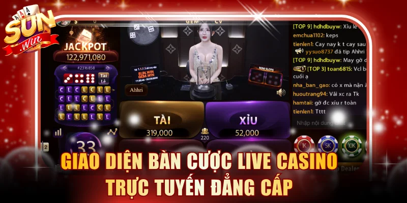 Giao diện bàn cược live casino trực tuyến đẳng cấp