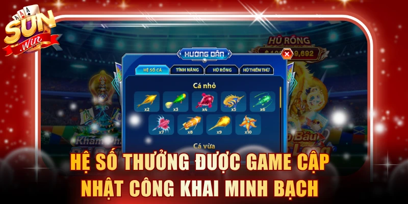 Hệ số thưởng được game cập nhật công khai minh bạch