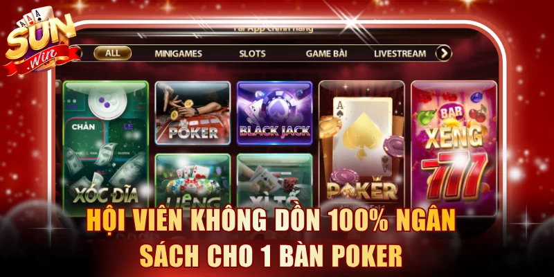 Hội viên không dồn 100% ngân sách cho 1 bàn Poker