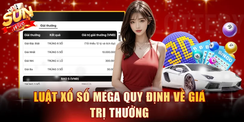 Luật xổ số mega quy định về giá trị thưởng